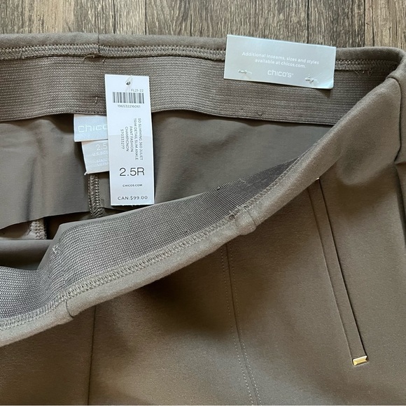 NWT Chico’s So Slimming 360 Juliet Ponte Trim Detail Slim Ankle Pants Khaki 14 - Picture 7 of 15